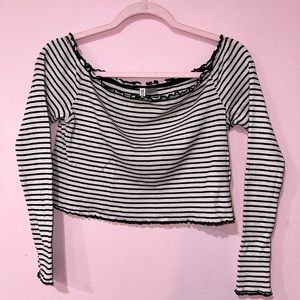 Nice Off the Shoulder Striped Crop Top